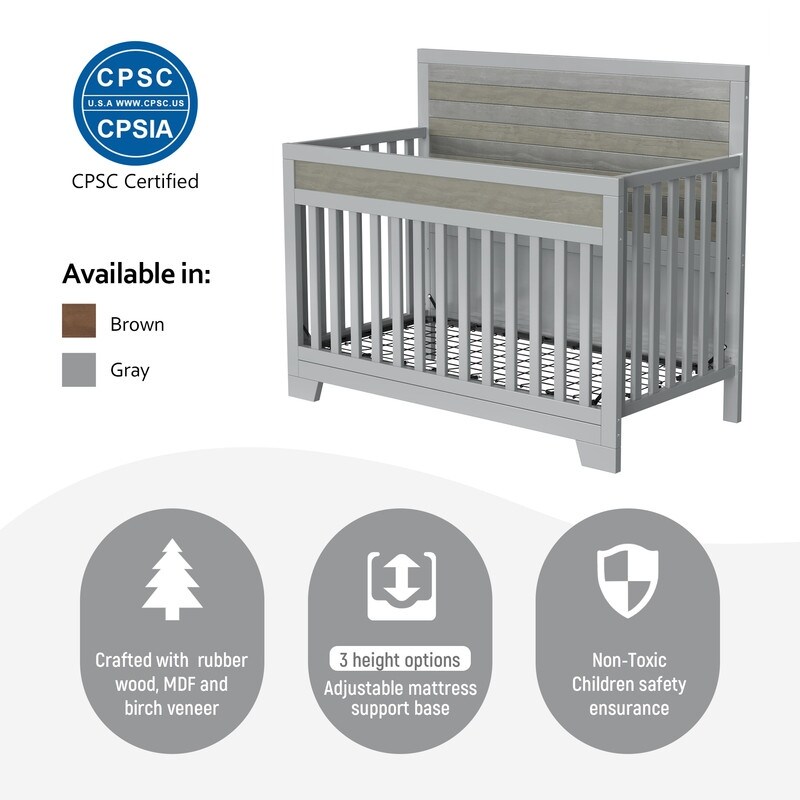 Certified Baby Safe Crib Pine Solid Wood Non Toxic Finish JPMA