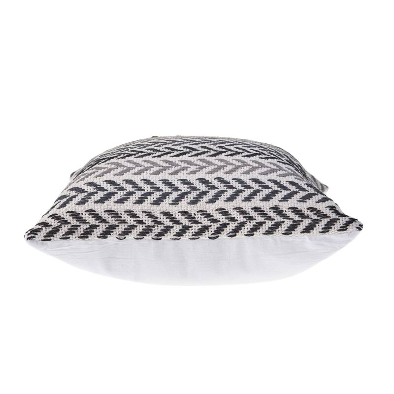 Handwoven Coastal Chevron Throw Pillows - 18" - Gray and Black - Set of 2