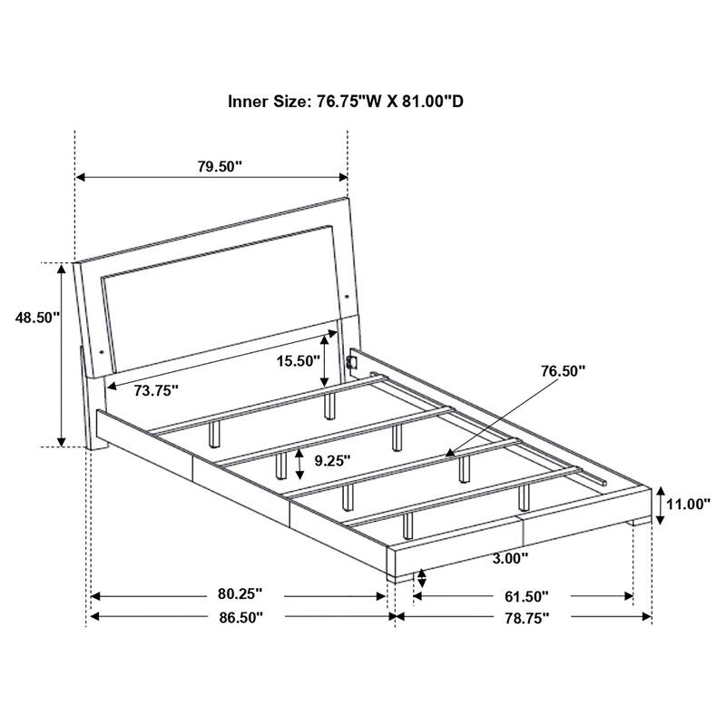 King Size MDF Eastern Panel Bed with LED Lights and Slatted Design