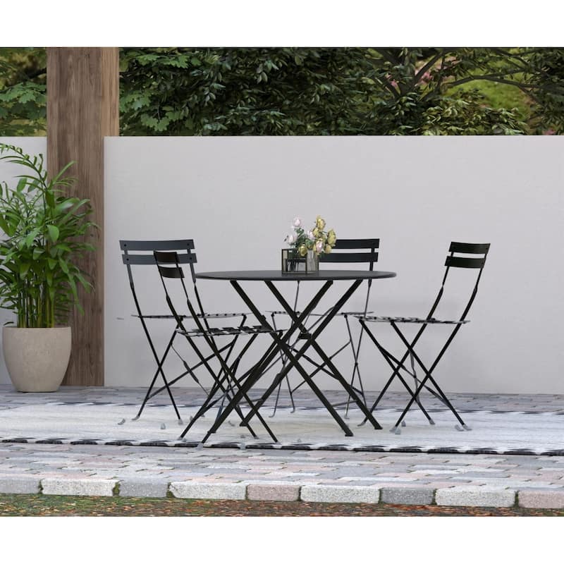 Carolina Living Bistro 36" Round Folding Outdoor Table - Umbrella Hole