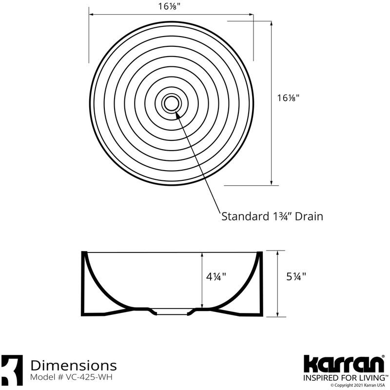 Karran USA VC-425 Valera 16-1/8" Circular Vitreous China Vessel