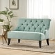 preview thumbnail 19 of 56, Nicole Polyester Blend Fabric Settee by Christopher Knight Home - 29.25"L x 43.75"W x 30.50"H Light Mint Blue