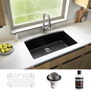 Karran Undermount Quartz 32 in. Single Bowl Kitchen Sink Kit