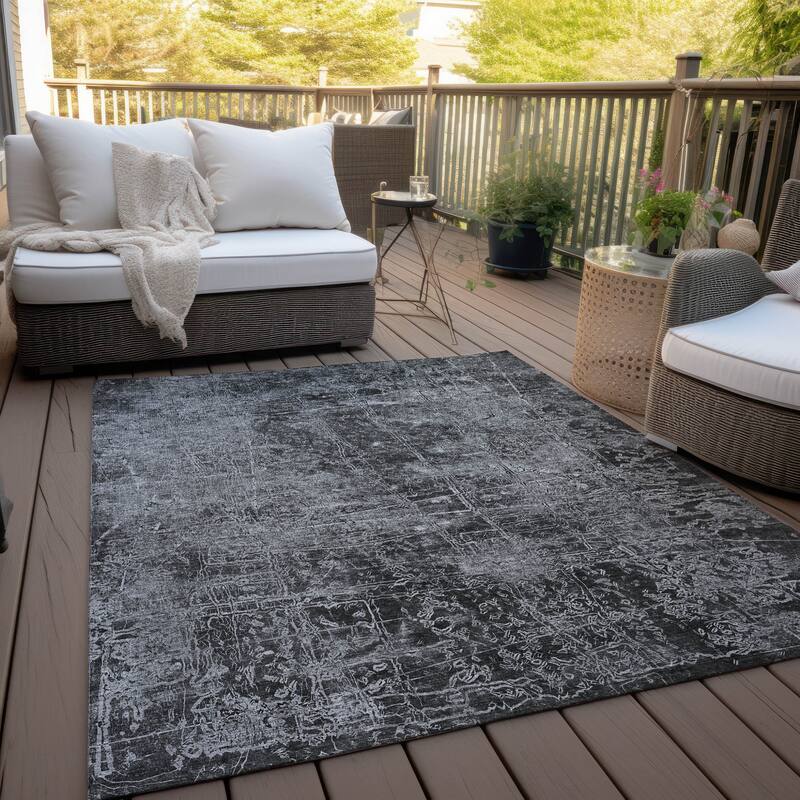 Alrim Modern Art-Inspired Weather Resistant Timeless Fusion Outdoor Rug