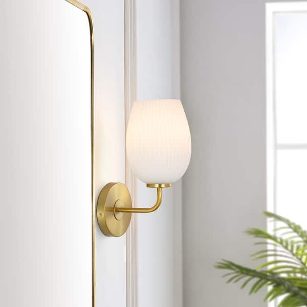 slide 2 of 5, SAFAVIEH Lighting Idina Wall Sconce - Gold - 8"W x 6"D x 13"H