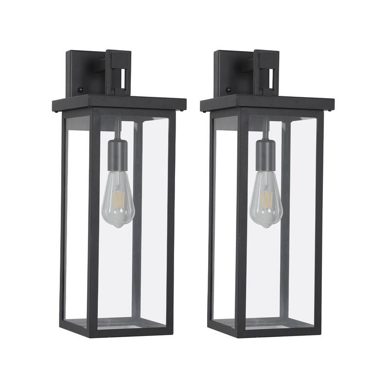 Outdoor Black Wall Lantern Sconce Light, 2-Pack