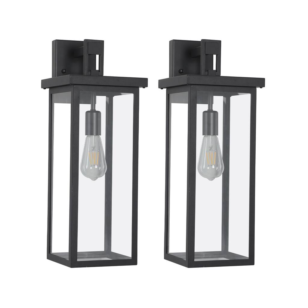 Outdoor Black Wall Lantern Sconce Light, 2-Pack