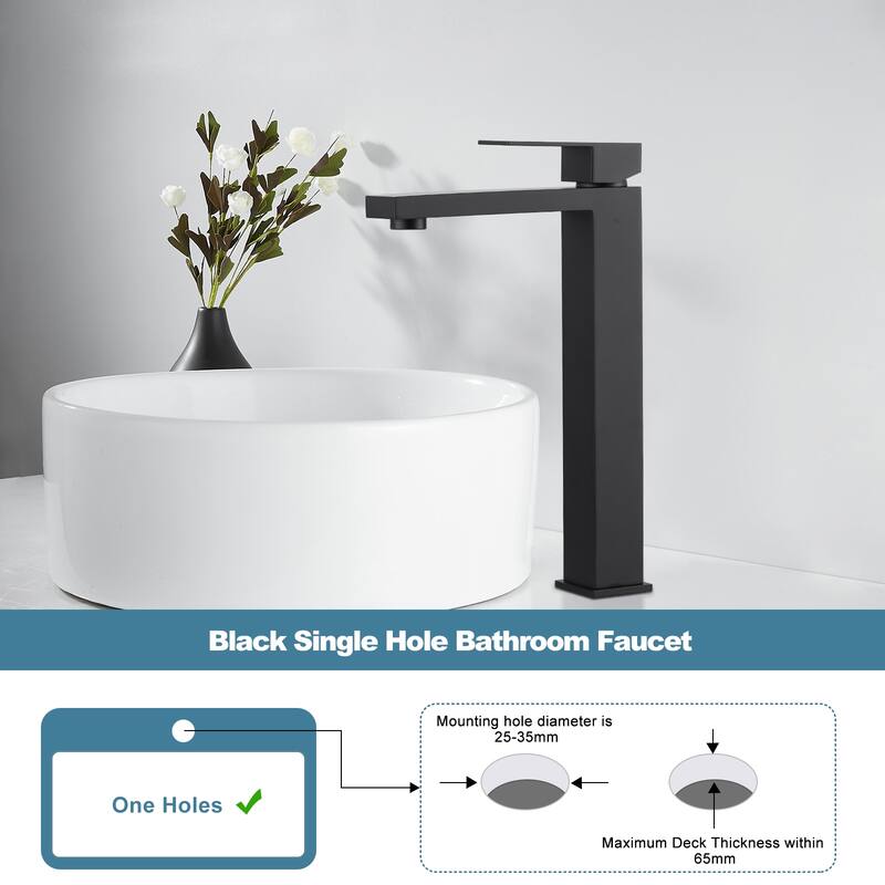 WOWOW Single Handle Single Hole High Arc Bathroom Vessel Faucet