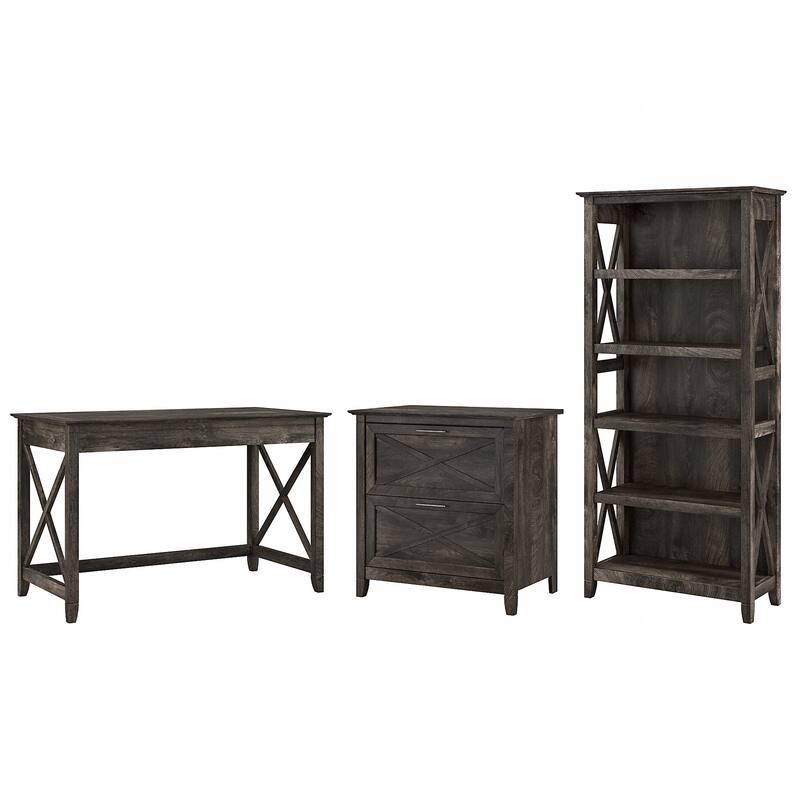 Key West 48W Writing Desk with Cabinet and Bookcase by Bush Furniture