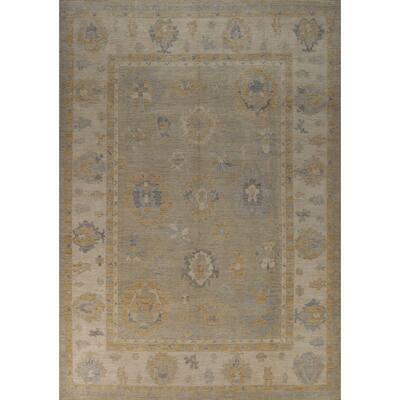 Floral Oushak Turkish Area Rug Handmade Transitional Wool Carpet - 9'1" x 11'8"