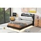 preview thumbnail 8 of 10, Stylish Upholstery Platform Bed with LED Light Strips, Storage Headboard & 2 USB Charging