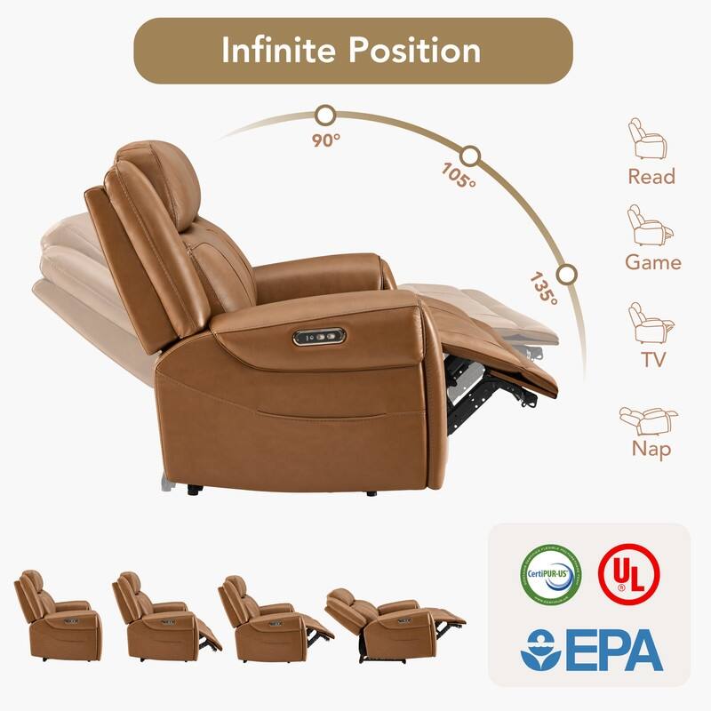Spruce & Spring Leo Power Wall Hugger Reclining Sofa with Multi-Function Console