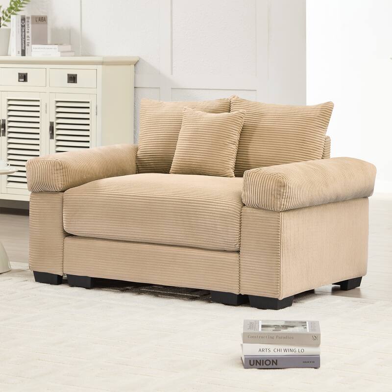 GDFStudio - Soft Corduroy 1-Seater 54.3" Sofa Chair with Extra-Thick Armrests