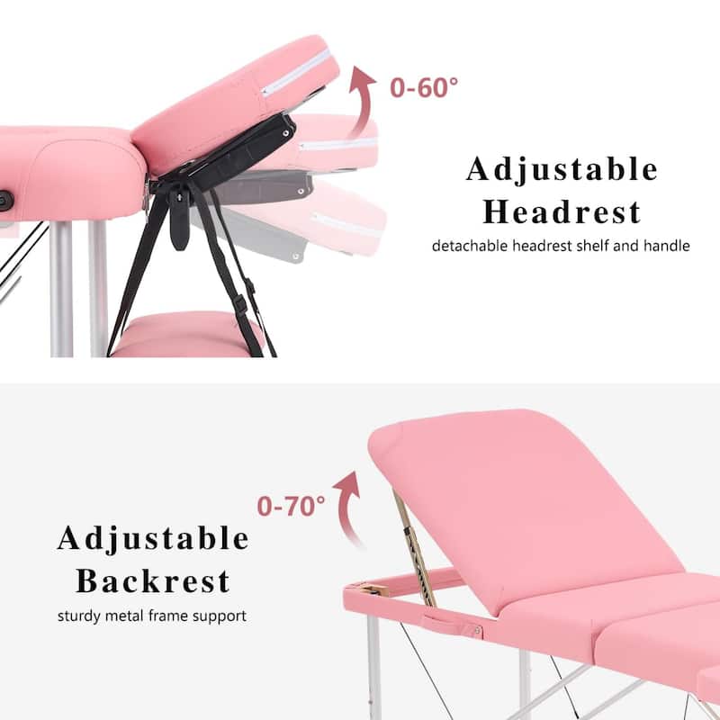 3 Folding Portable Massage Table Professional Aluminum Alloy