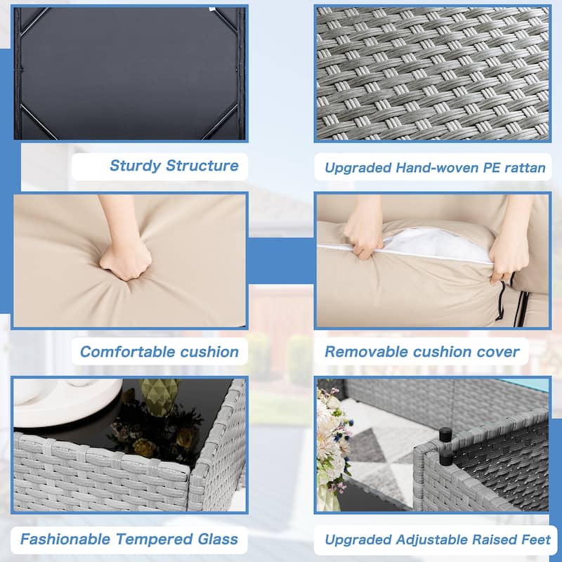 7-Piece Outdoor Sectional Seating Group with Cushions