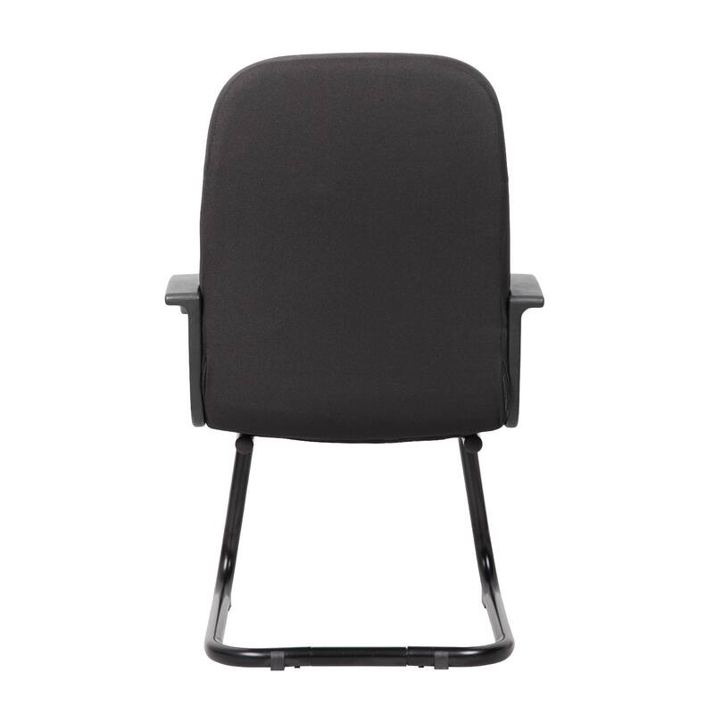 Qien Mid-Back Guest Chair, Steel Cantilever Base, Black Crepe Fabric