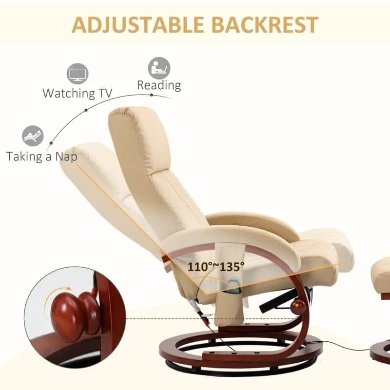 Adjustable Faux Leather Electric Remote Massage Recliner Chair with Ottoman