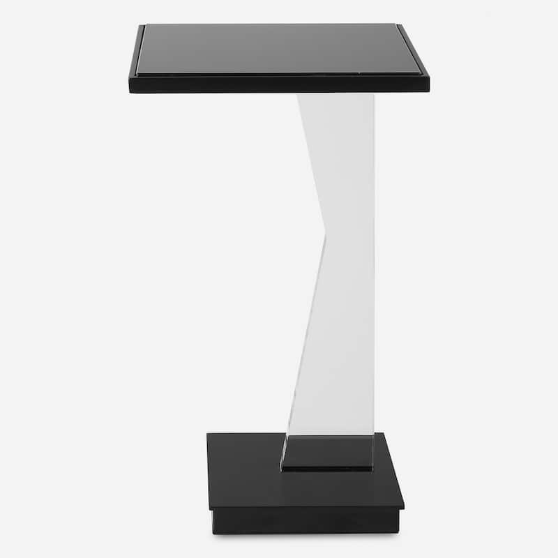 Glass Top Accent Table with Angular Leg - 22.75" - Black and Clear