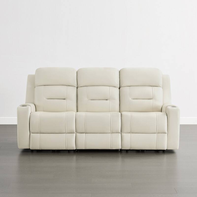 Spruce & Spring Genuine Leather Power Reclining Sofa with Wireless Charging