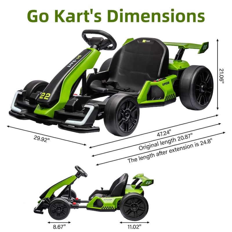 Go Karts for Kids,24V Electric Go Kart with 2 * 150W Powerful Motors
