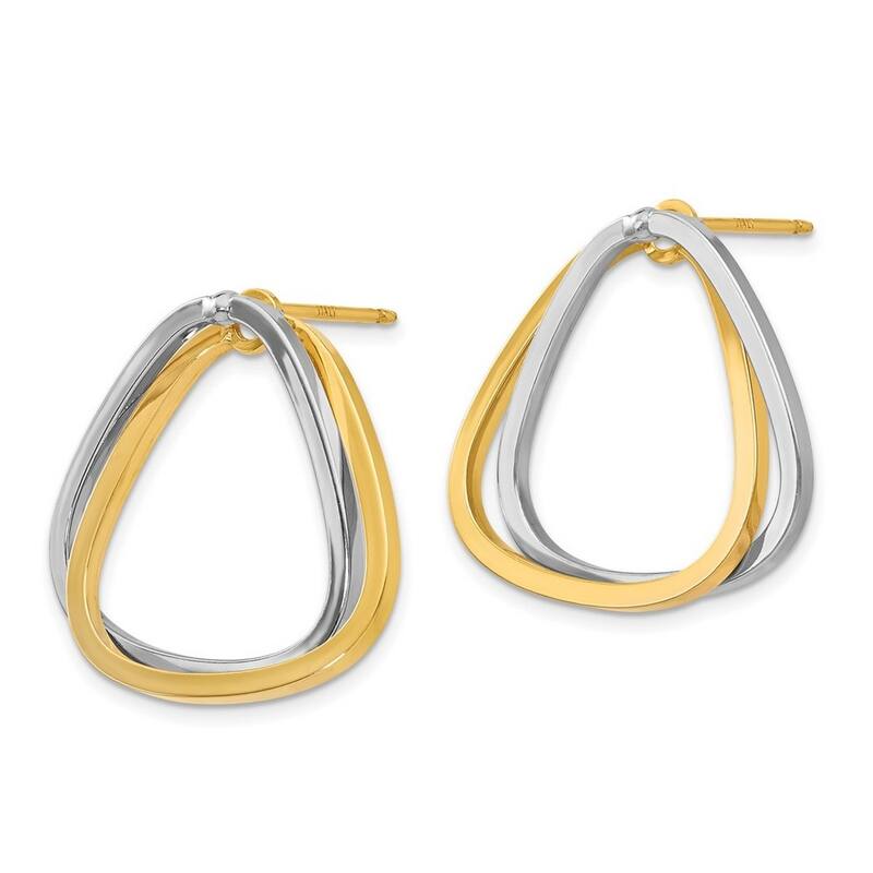 Curata 1.4mm 14k Two-tone Fancy Versatile Triangle Post Earrings