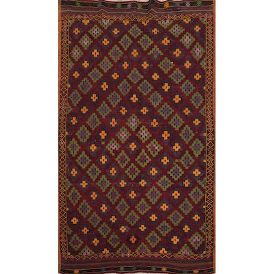 Hand Woven Oriental 100% Wool Carpet Southwestern Tribal Red Kilim Area Rug - 7' 11'' X 4' 10''