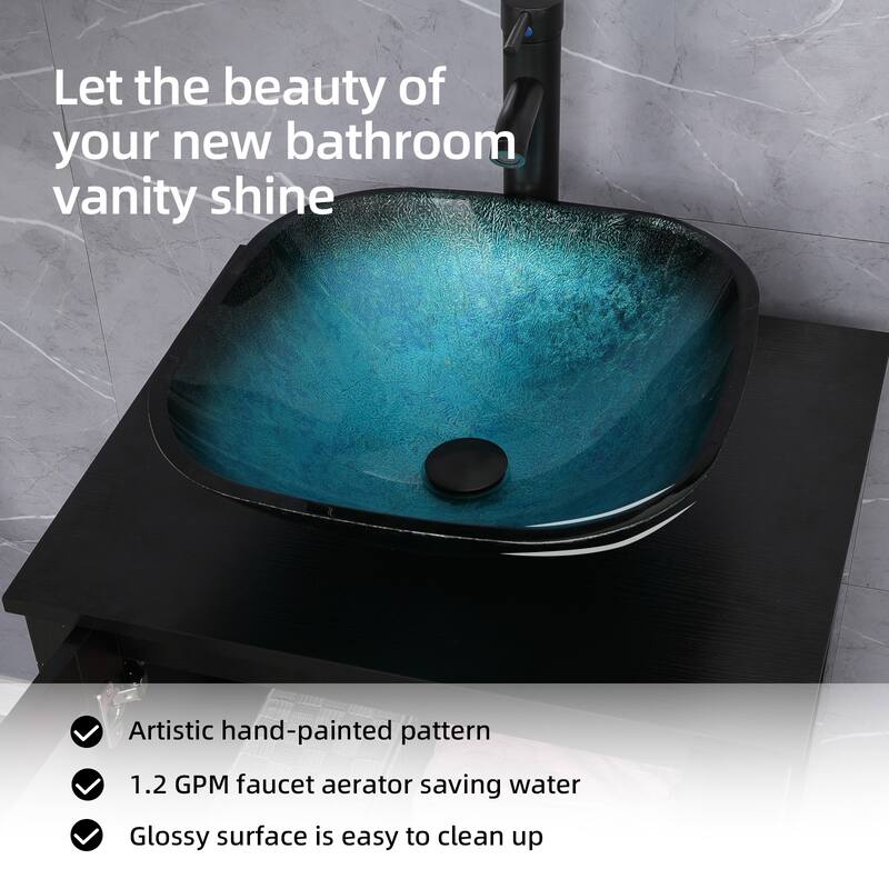 48" Bathroom Vanity Set Vessel Sink Mirror Faucet W/ Small Cabinet Combo