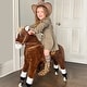 preview thumbnail 2 of 8, Interactive Large Ride-On Rocking Horse for Kids Aged 5-16, Plush Body with Rolling Wheels