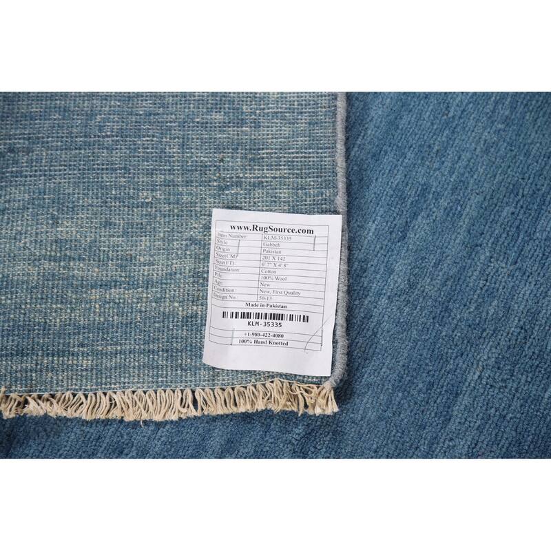 Blue Modern Gabbeh Oriental Rug Handmade Wool Carpet - 4'8"x 6'7"