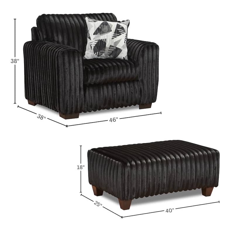 Roundhill Furniture Nolan 2-Piece Living Room Set, Chair and Ottoman