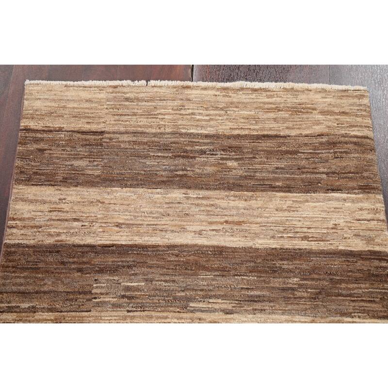 Striped Gabbeh Kashkoli Wool Area Rug Hand-knotted Contemporary Carpet - 2'9" x 4'2"