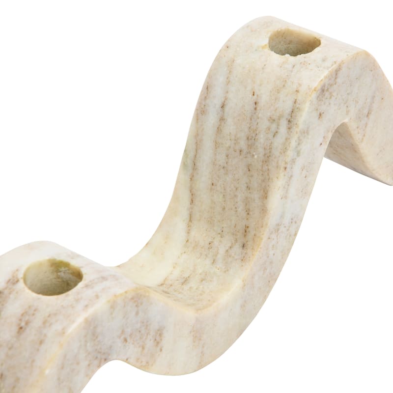 Marble Wave Double Taper Candle Holder - 14.5"L x 4.0"W x 2.0"H