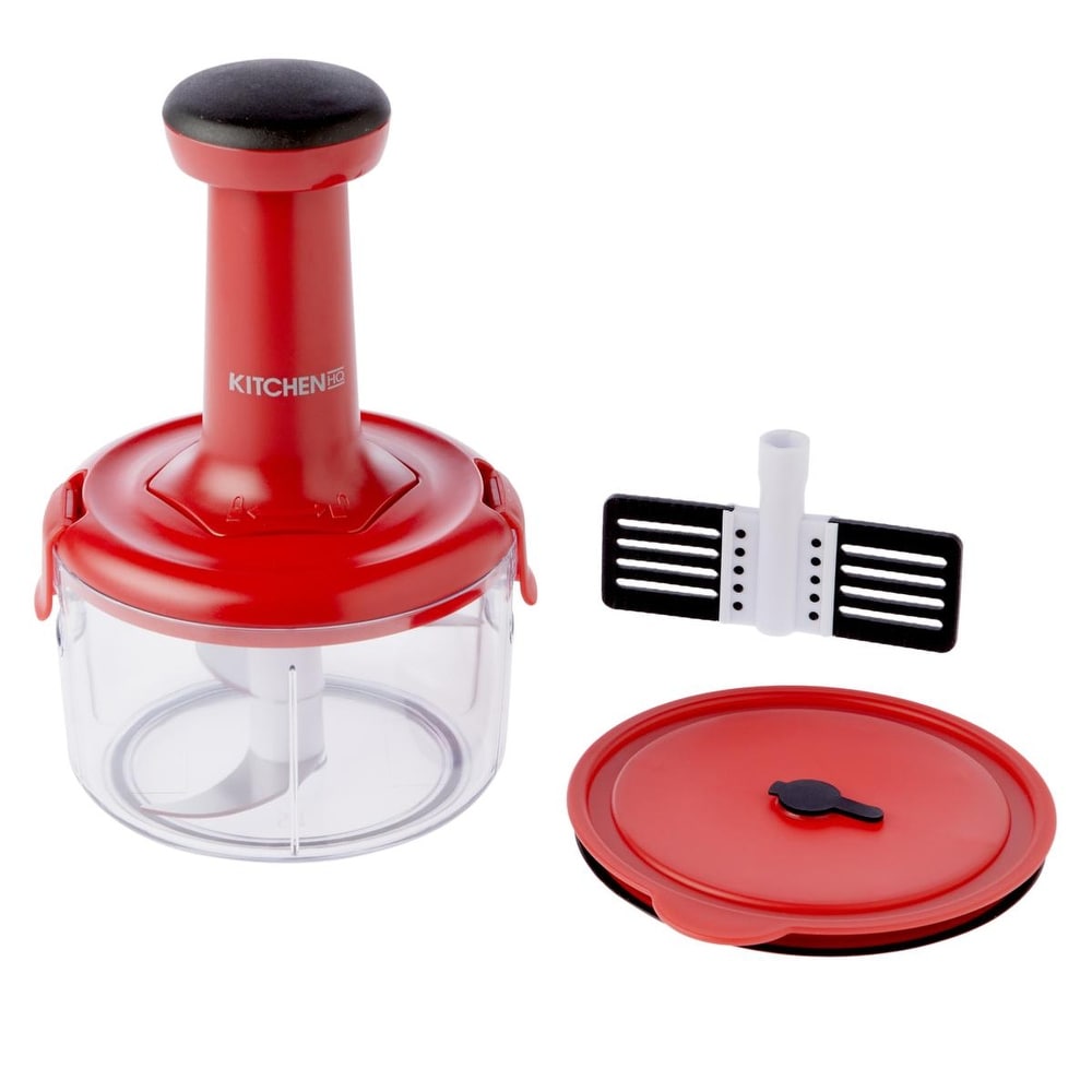 Nutrichopper Deluxe with 30% Larger Fresh-keeping Storage Vegetable Chopper  Onion Chopper Egg Slicer with 3 Extra Blades + 2 Extra Container - Veggie
