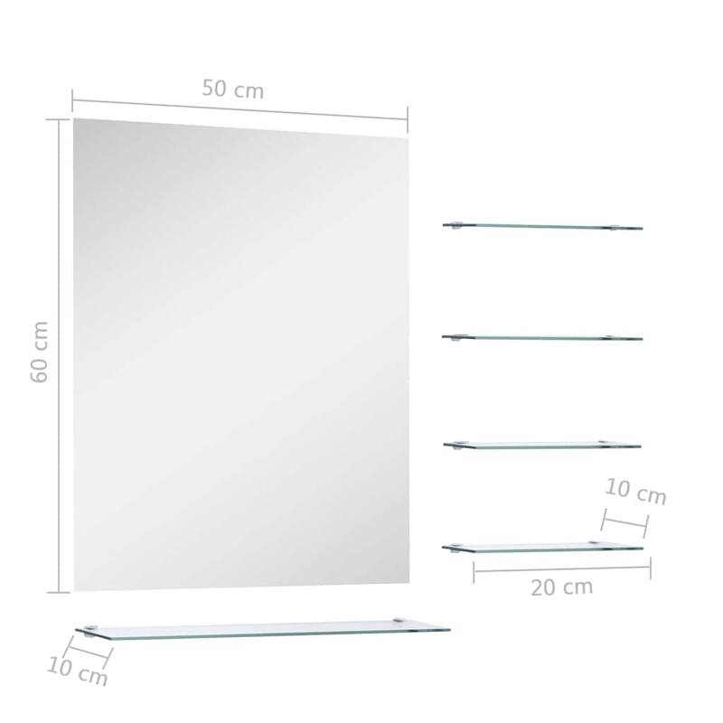 vidaXL Wall Mirror Silver Tempered Glass 19.7 x 23.6 in Wall Mirror - 19.7 x 23.6 x 3.9 in