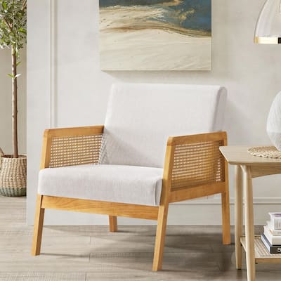 Mid-Century Lounge Chair - Solid Wood Frame - Linen/Shepa Optional