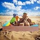 preview thumbnail 4 of 3, Kids Wooden Sandbox with Bottom Liner and Storage Box for Outdoor Play - Golden