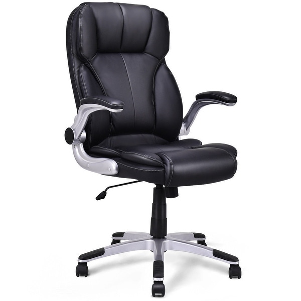 shop costway high back executive office chair pu leather swivel desk
