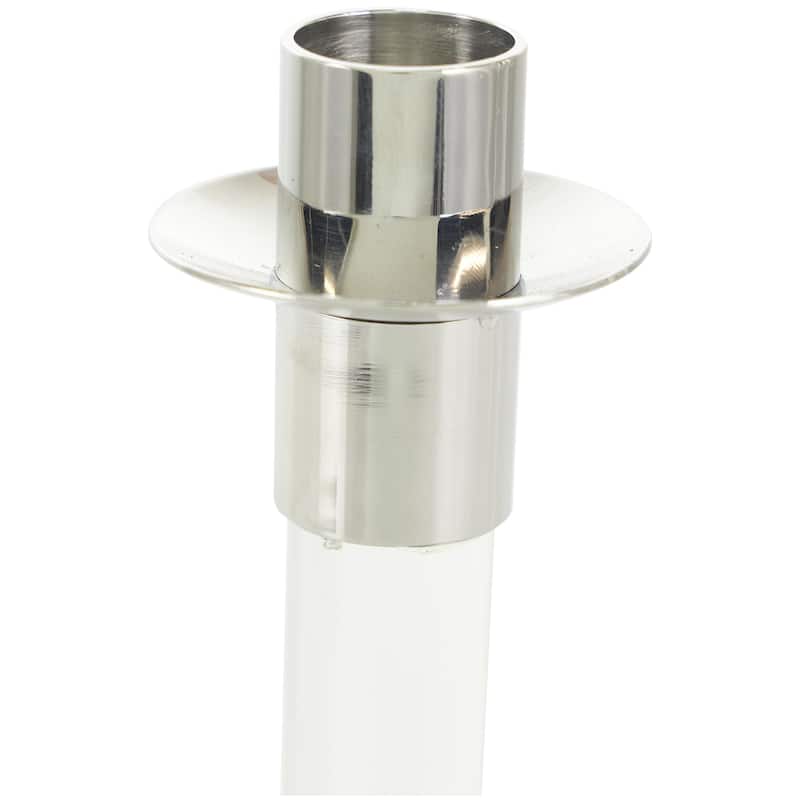 Stainless Steel Metal Decorative Candle Holder with Clear Glass Center - Set of 2 Gold or Silver - Roche River Decor