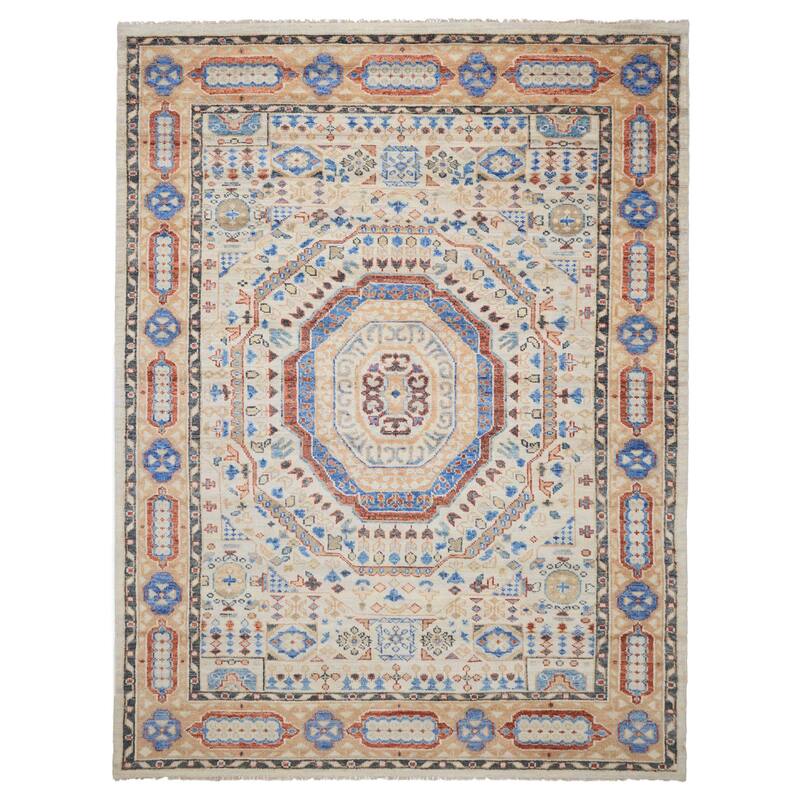 ECARPETGALLERY Hand-knotted Mamluk Ivory Wool Rug - 9'1 x 11'11