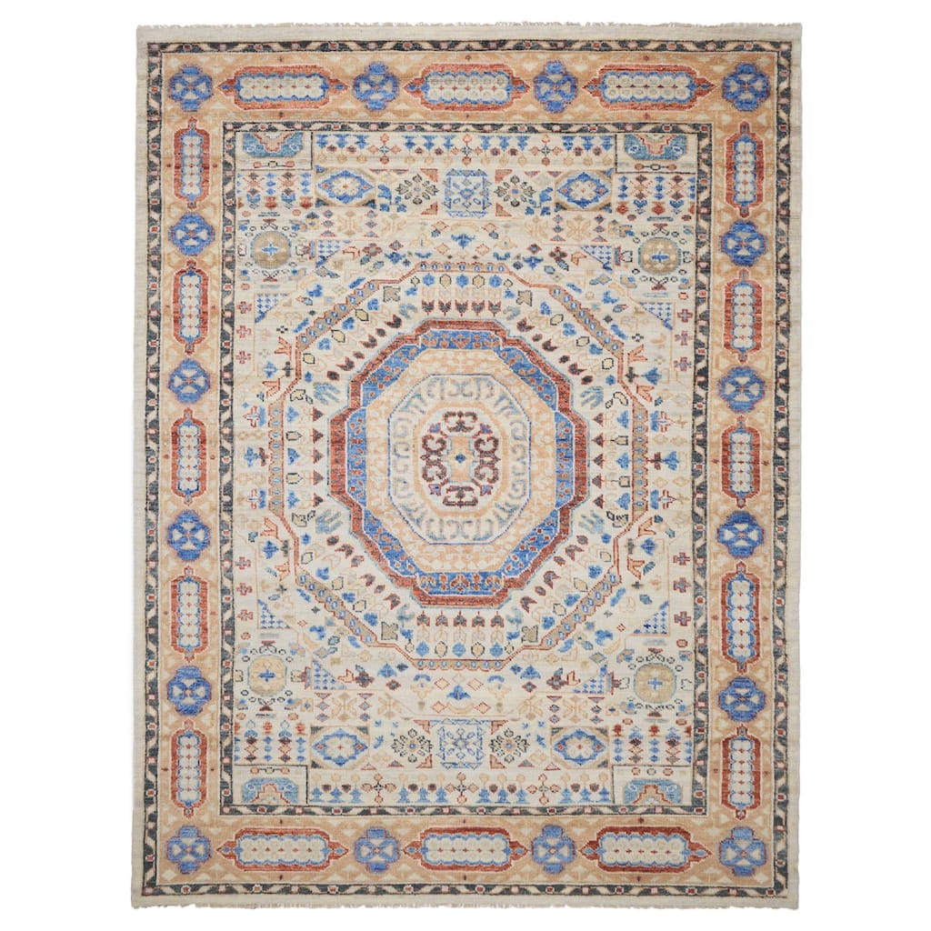 ECARPETGALLERY Hand-knotted Mamluk Ivory Wool Rug - 9'1 x 11'11