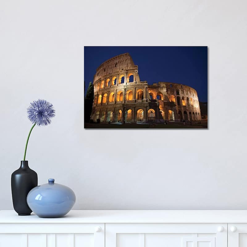 iCanvas "Italy, Rome, Colosseum. Night scene at landmark." by Jaynes Gallery Canvas Print - 12x18x1.5