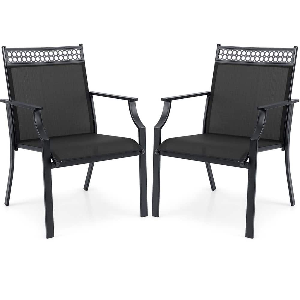 Costway Patio Chairs Set of 2 with All Weather Breathable Fabric High - See Details