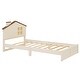 preview thumbnail 9 of 46, Bedroom Solid Wood Platform Bed House-Shaped Headboard Walnut Roof with LED Window Bed Frame Platform No Box Spring Needed