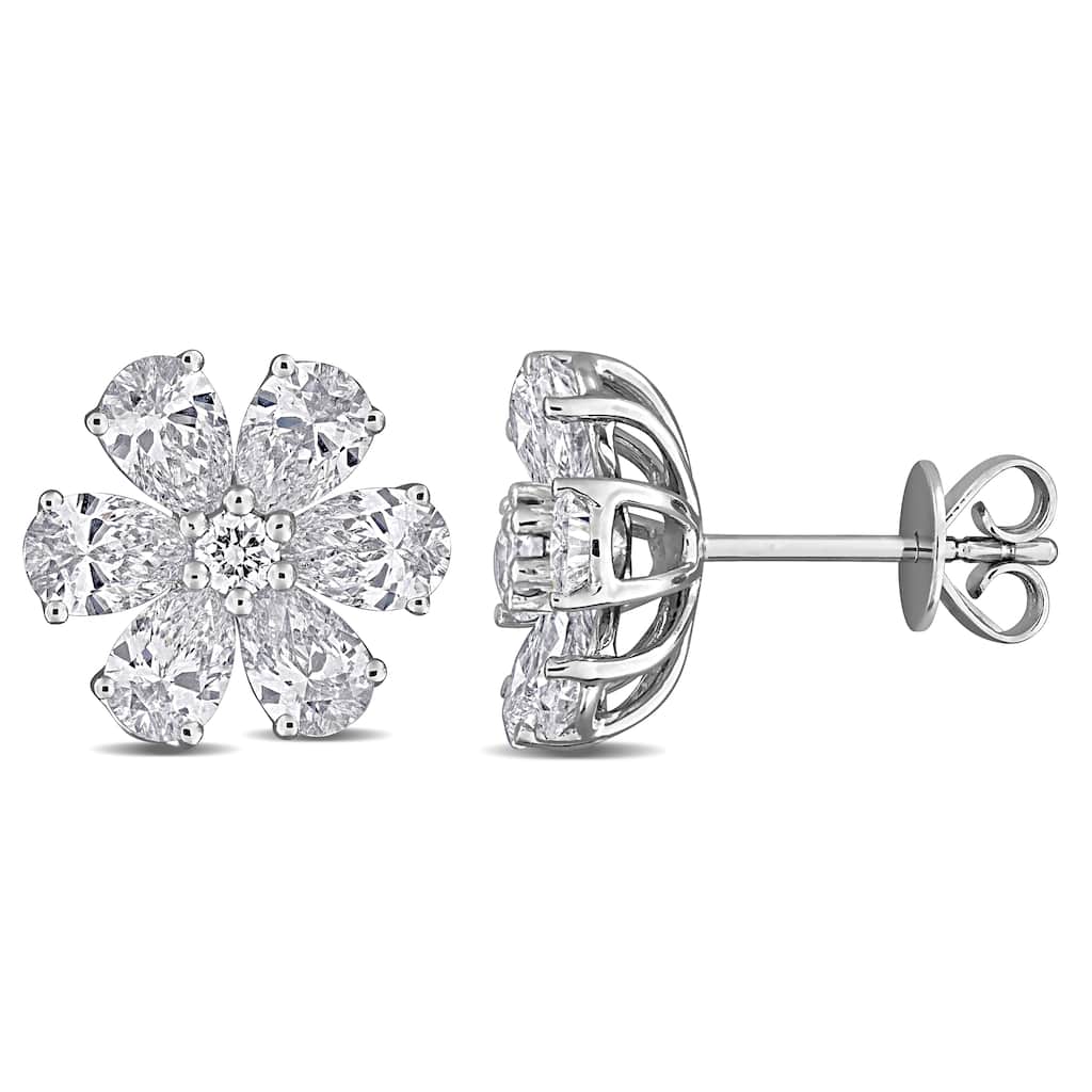 Miadora 3ct TW Lab-Grown Diamond Flower Stud Earrings 14k White Gold