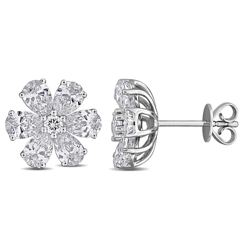 Miadora 3ct TW Lab-Grown Diamond Flower Stud Earrings 14k White Gold