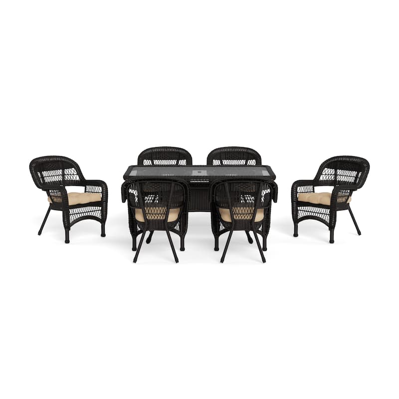 Portside Dark Roast Outdoor Wicker Dining Set (7-Piece)