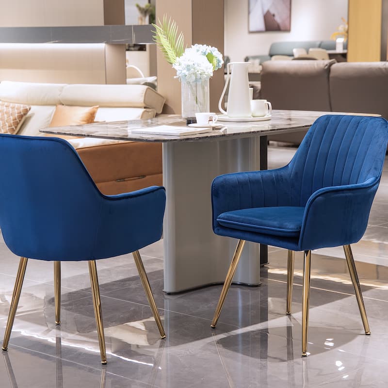 Leather Dining Chair Set of 2 Side Chair Vanity Chair Coffee Chair Office Chair Blue Accent Chair Upholstered Chair