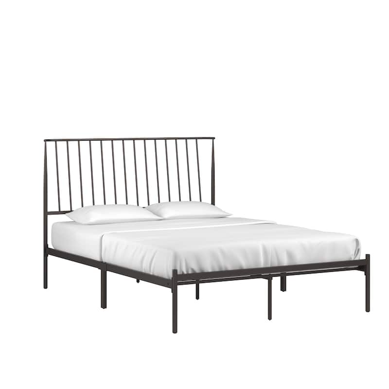 Bliss Metal Platform Bed with Curved Metal Headboard by iQ Modern - Dark Bronze - Queen