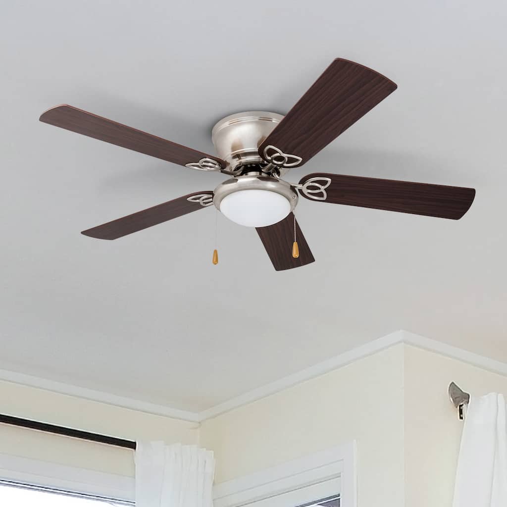 52" Prominence Home Benton Brushed Nickel Traditional Indoor LED Ceiling Fan with Light, Pull Chains
