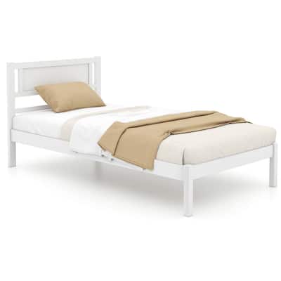Costway Twin/Full/Queen Wooden Platform Bed with 12 Slats Headboard &